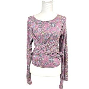 Anthropologie Daily Practice Long Sleeve Wrap Front Long Sleeve Boho Floral yoga